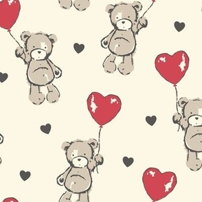 Teddy bear, hearts, love