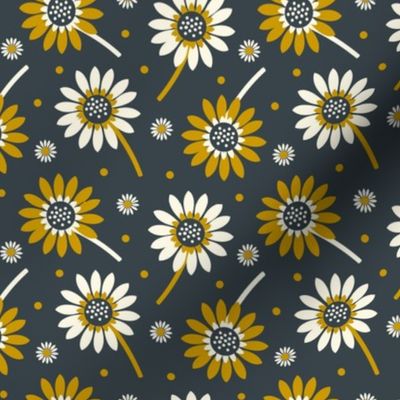 Retro floral, daisy, sunflower