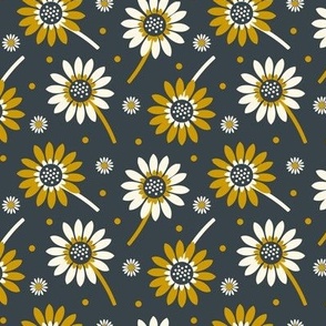 Retro floral, daisy, sunflower
