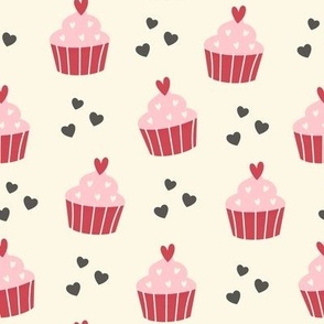cupcake, hearts, love