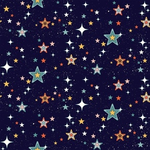 Random Retro Stars - Dark Indigo