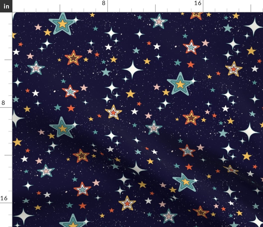 Random Retro Stars - Dark Indigo