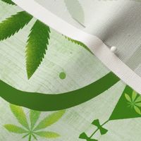 Large 27x18 Panel High as a Kite Green Marijuana Leaves Cannibis for Wall Hanging or Tea Towel