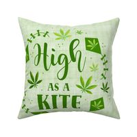 18x18 Panel for Throw Pillow or Cushion Cover High As a Kite Green Marijuana Leaves Cannibis