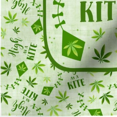 14x18 Panel for DIY Garden Flag Small Kitchen Towel or Wall Hanging High as a Kite Green Marijuana Leaves