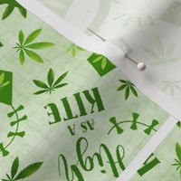 14x18 Panel for DIY Garden Flag Small Kitchen Towel or Wall Hanging High as a Kite Green Marijuana Leaves