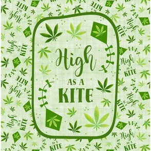 14x18 Panel for DIY Garden Flag Small Kitchen Towel or Wall Hanging High as a Kite Green Marijuana Leaves