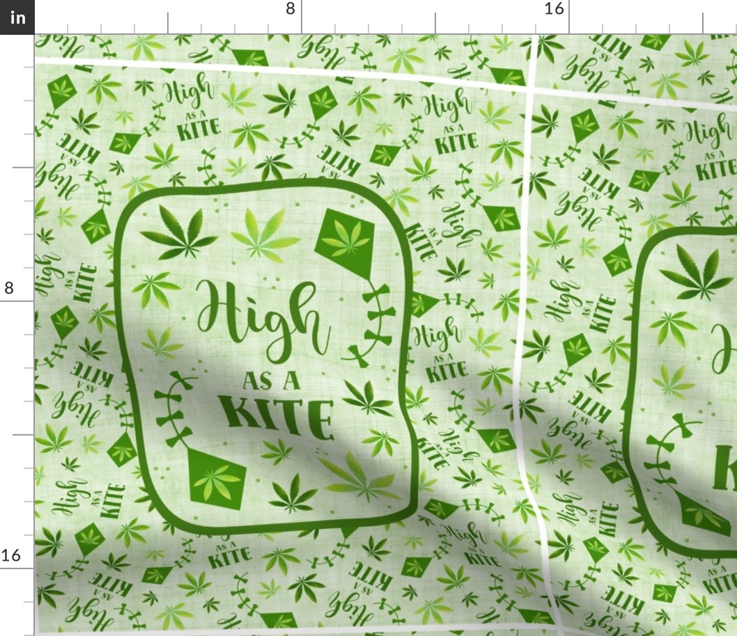 14x18 Panel for DIY Garden Flag Small Kitchen Towel or Wall Hanging High as a Kite Green Marijuana Leaves