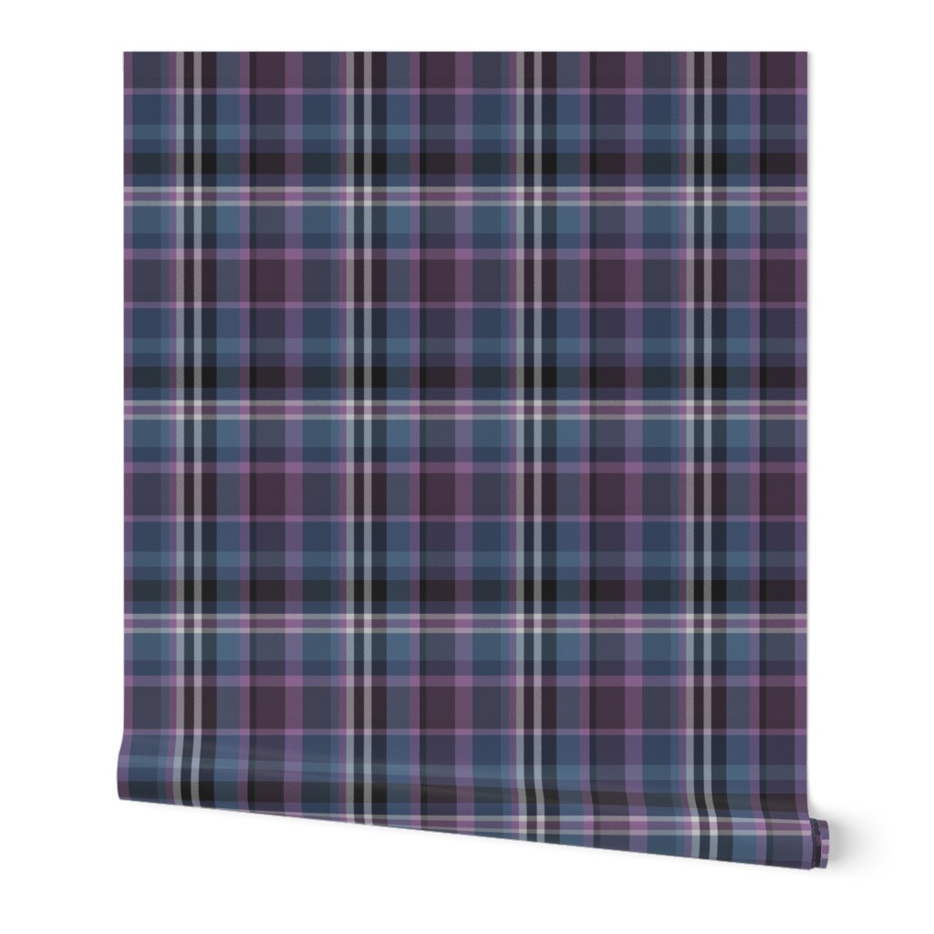 Rough Twill Dark Academia Plaid, Dark Purple