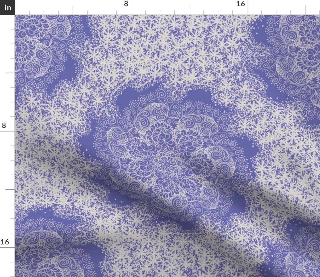 Lace Doily Tablecloth in Periwinkle Monochrome aka Very Peri Mandala - Basic Layout - 21 inch repeat