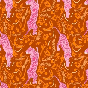 Tigris Nouveau- Lunar New Year-Spring Festival- Terracotta Orange Pink- Regular Scale