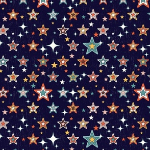 Regimented Retro Stars - Dark Indigo - l