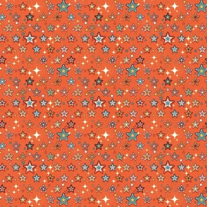 Regimented Retro Stars - Orange - s