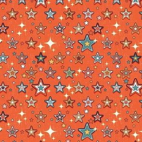 Regimented Retro Stars - Orange - l