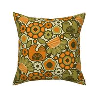 retro flowers orange