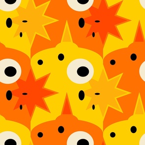 Mysterious-Escher-type-monsters---L--ORANGE-YELLOW-black---LARGE