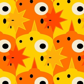 Mysterious-Escher-type-monsters---M--ORANGE-YELLOW-black---MEDIUM