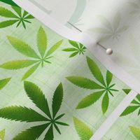 14x18 Panel for DIY Garden Flag Kitchen Towel or Wall Hanging Let's Roll on the Cannibus Green Marijuana Pot Leaves