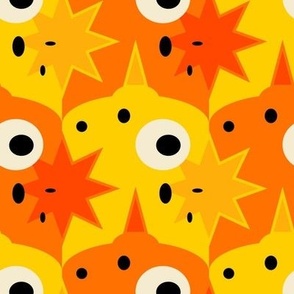 Mysterious-Escher-type-monsters---S---ORANGE-YELLOW-black---SMALL
