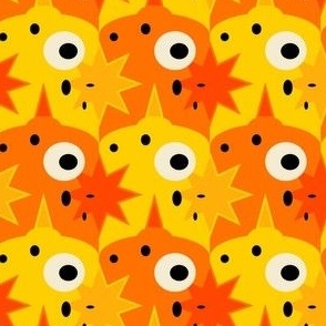 Mysterious-Escher-type-monsters---XS---ORANGE-YELLOW-black---TINY