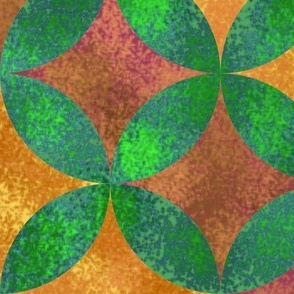 Batik Petals in Green Yellow and Brown