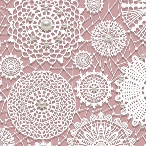 Crochet Lace Doily -  Pink