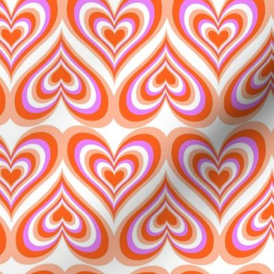 Retro Seventies Hearts - Orange Sherbert 70s - 12 inch
