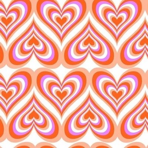 Retro Seventies Hearts - Orange Sherbert 70s - 12 inch