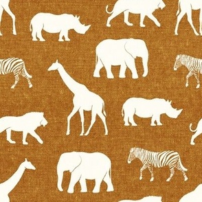 Safari animals - gold - elephant, giraffe, rhino, zebra C22