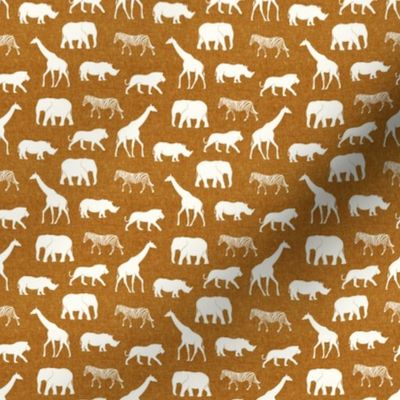 (small scale) Safari animals - gold - elephant, giraffe, rhino, zebra C22