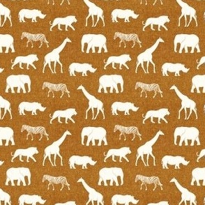 (small scale) Safari animals - gold - elephant, giraffe, rhino, zebra C22