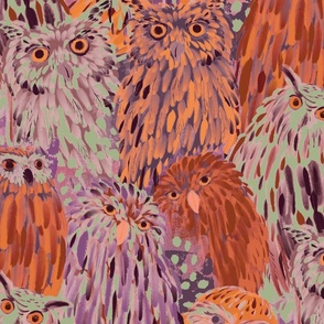 Modern Camouflage Owls Street Fashion Orange Neon