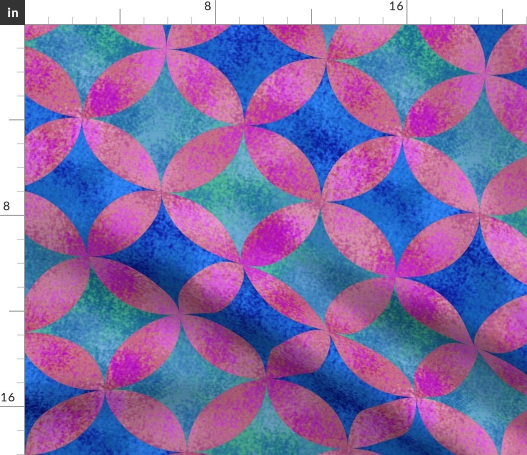 Batik Petals in Pink Blue and Turquoise