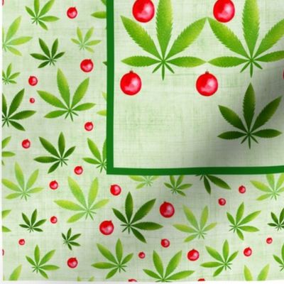 14x18 Panel for DIY Garden Flag Kitchen Towel or Wall Hanging Weed Christmas Tree Happy Holidaze Green Marijuana Pot Leaves