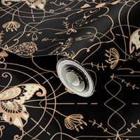 Black Dark Academia Pattern Luna Moth Moon Phases In Libras Libertas Greek Goddess Design