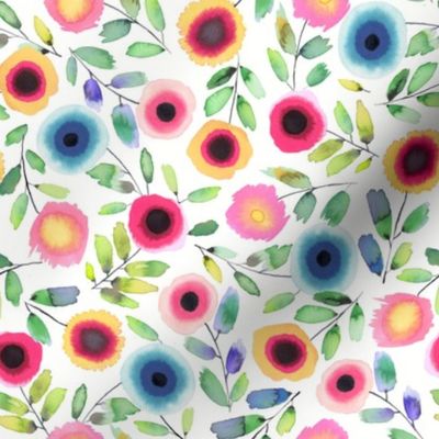 Geometric dots flowers Multicolored white Small