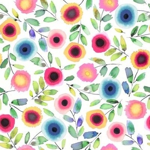 Geometric dots flowers Multicolored white Small
