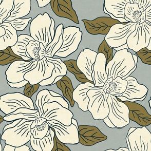 Jumbo - spaced magnolia blossom- french grey/turtle