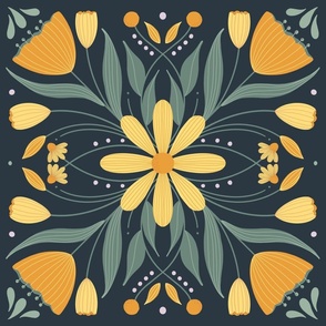 1970's Bold Tile  Florals