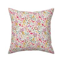 Whimsical Flower Garden Cottage Romantic floral Multicolor white Micro