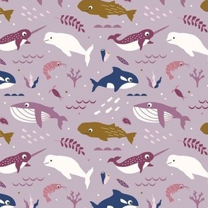 Diversed whales purple - small scale