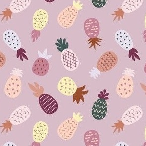 Assorted cheerful pineapples - fresh and fun ditsy fruit pattern