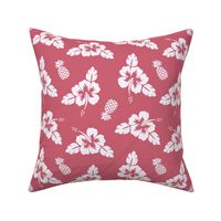 Hibiscus and pineapple pattern red - small scale