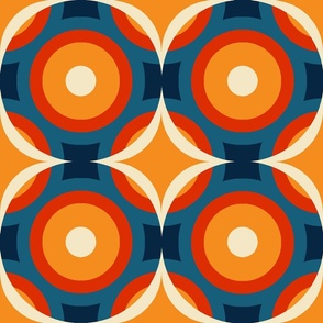 70s circles geometric design with white, red, orange and blue(medium size version)
