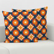 70s circles geometric design with white, red, orange and blue(small size version)