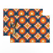 70s circles geometric design with white, red, orange and blue(small size version)