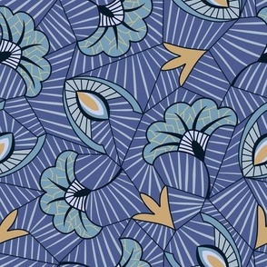 Blue flower african pattern - small scale