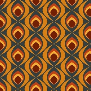 1783 medium - Peacock Ogee - Burnt Orange on Slate
