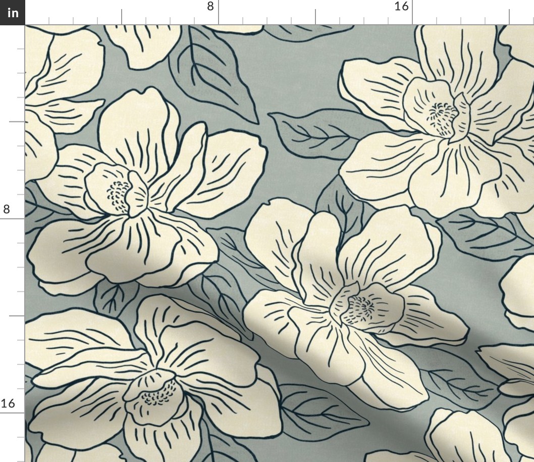 Jumbo - spaced magnolia blossom- french grey simplified