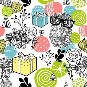 Owl and gift box